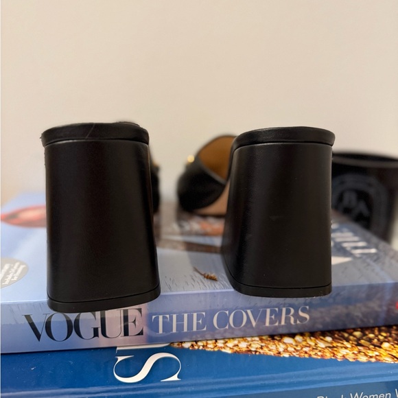 Gucci Black Leather Mules with Gold Accent - Picture 2 of 4